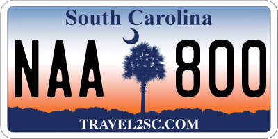 SC license plate NAA800