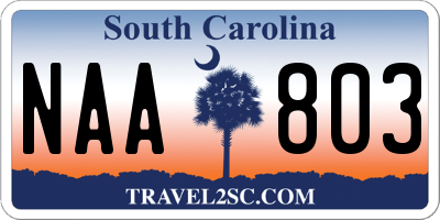 SC license plate NAA803