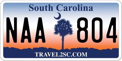 SC license plate NAA804