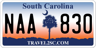 SC license plate NAA830