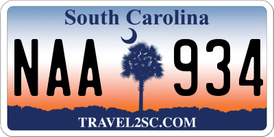 SC license plate NAA934