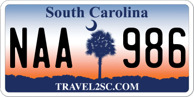 SC license plate NAA986