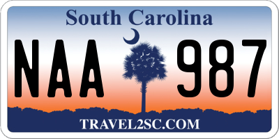SC license plate NAA987