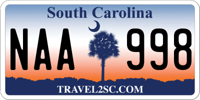 SC license plate NAA998