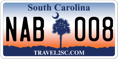 SC license plate NAB008