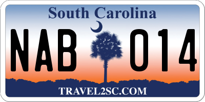SC license plate NAB014