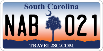 SC license plate NAB021