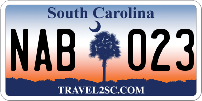 SC license plate NAB023