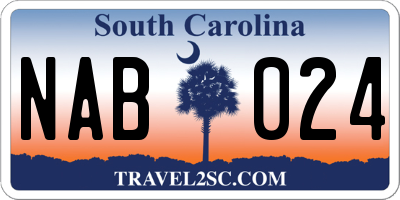 SC license plate NAB024