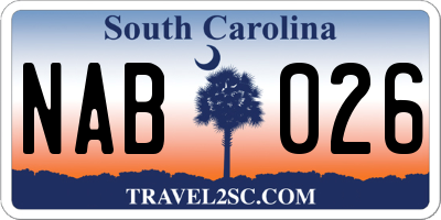 SC license plate NAB026