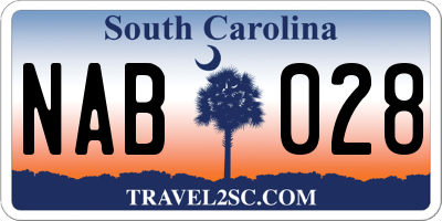 SC license plate NAB028