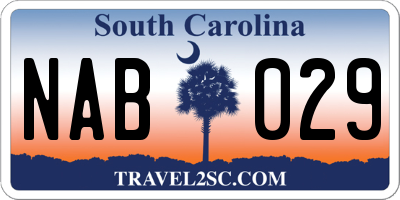 SC license plate NAB029