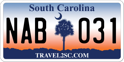 SC license plate NAB031