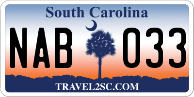 SC license plate NAB033