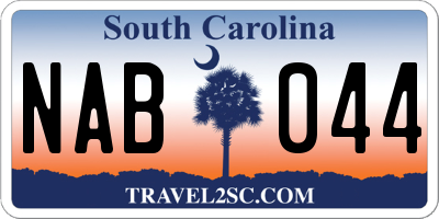 SC license plate NAB044