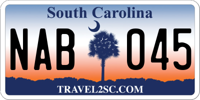 SC license plate NAB045