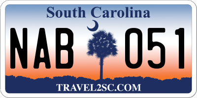 SC license plate NAB051