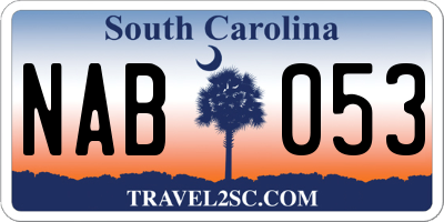 SC license plate NAB053