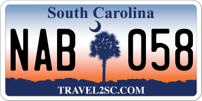 SC license plate NAB058