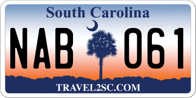 SC license plate NAB061