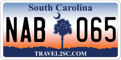 SC license plate NAB065