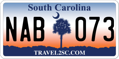 SC license plate NAB073