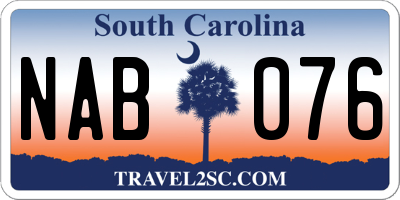 SC license plate NAB076