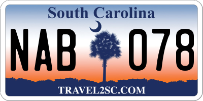 SC license plate NAB078