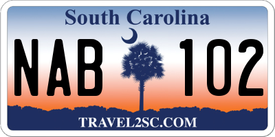 SC license plate NAB102
