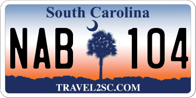 SC license plate NAB104