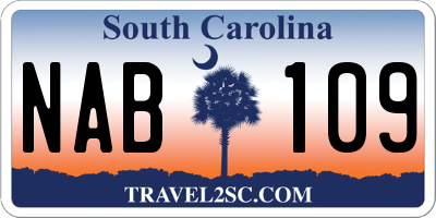 SC license plate NAB109