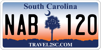 SC license plate NAB120