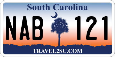SC license plate NAB121