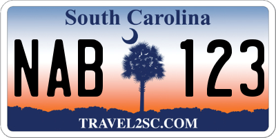 SC license plate NAB123