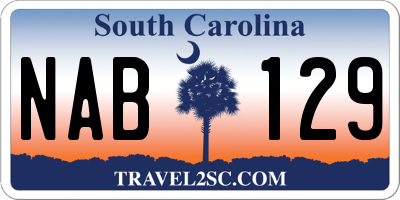 SC license plate NAB129