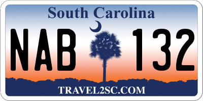 SC license plate NAB132