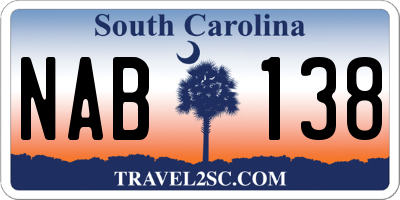 SC license plate NAB138