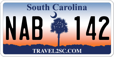 SC license plate NAB142