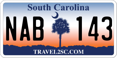 SC license plate NAB143