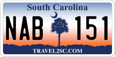 SC license plate NAB151