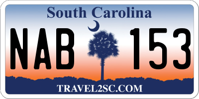 SC license plate NAB153