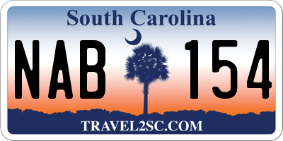 SC license plate NAB154
