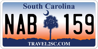 SC license plate NAB159