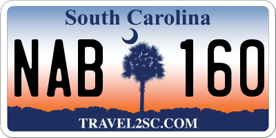 SC license plate NAB160