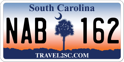 SC license plate NAB162