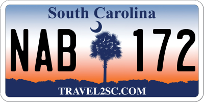 SC license plate NAB172