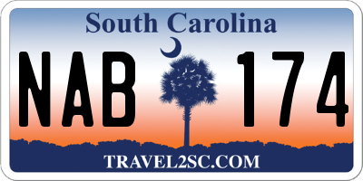 SC license plate NAB174