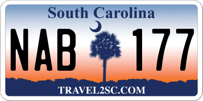 SC license plate NAB177