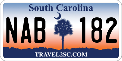 SC license plate NAB182