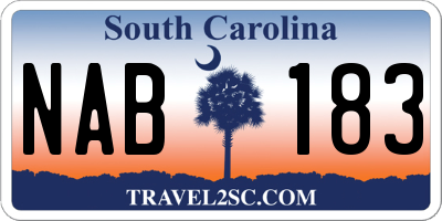 SC license plate NAB183